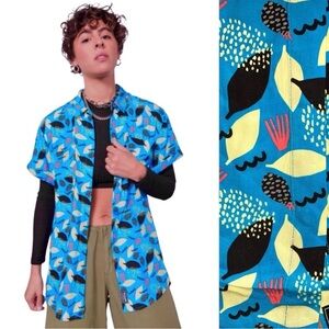 NWT Wildfang Empower Button Up Small Tropical Punch